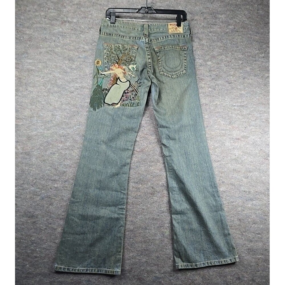 NWT True Religion Jeans Embroidered Size 29 Y2K Bobby Flare Lady Godiva Denim - Picture 11 of 15